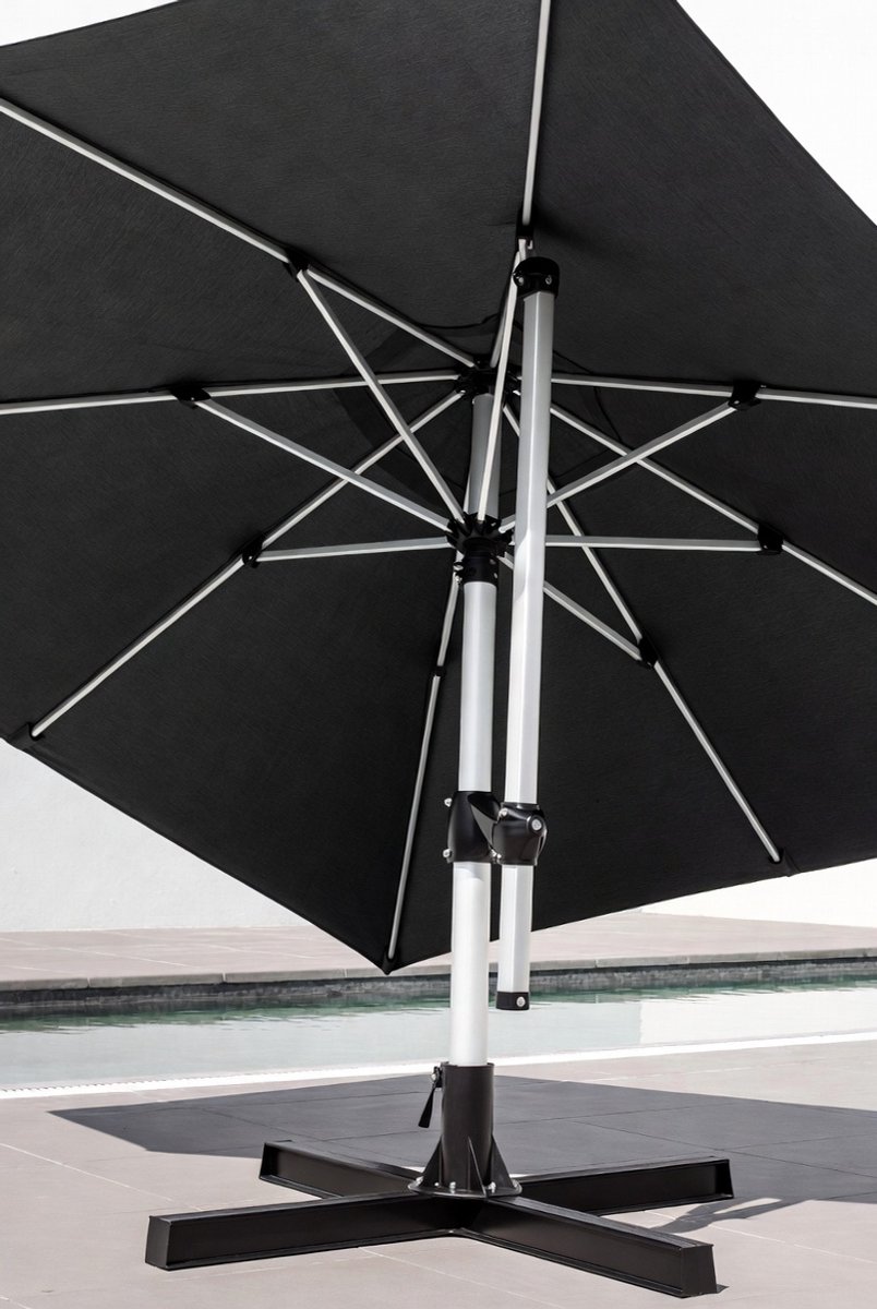 Luxe Zweefparasol 300x400 cm met 360° Rotatie, UV50+ Bescherming, Waterafstotend & Verstelbaar – Grote Aluminium Tuinparasol met Hoes en Zwenkmechanisme – Grijs | Mobili Bella