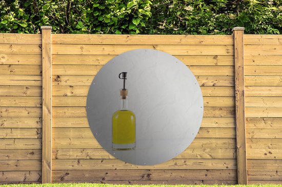 Affiche de jardin ronde Bouteilles - Glas à l'huile d'olive Affiche de jardin - Affiche de jardin ronde 150x150 cm - Toile de jardin/Toile d'extérieur/ Peintures pour l'extérieur (décoration de jardin)