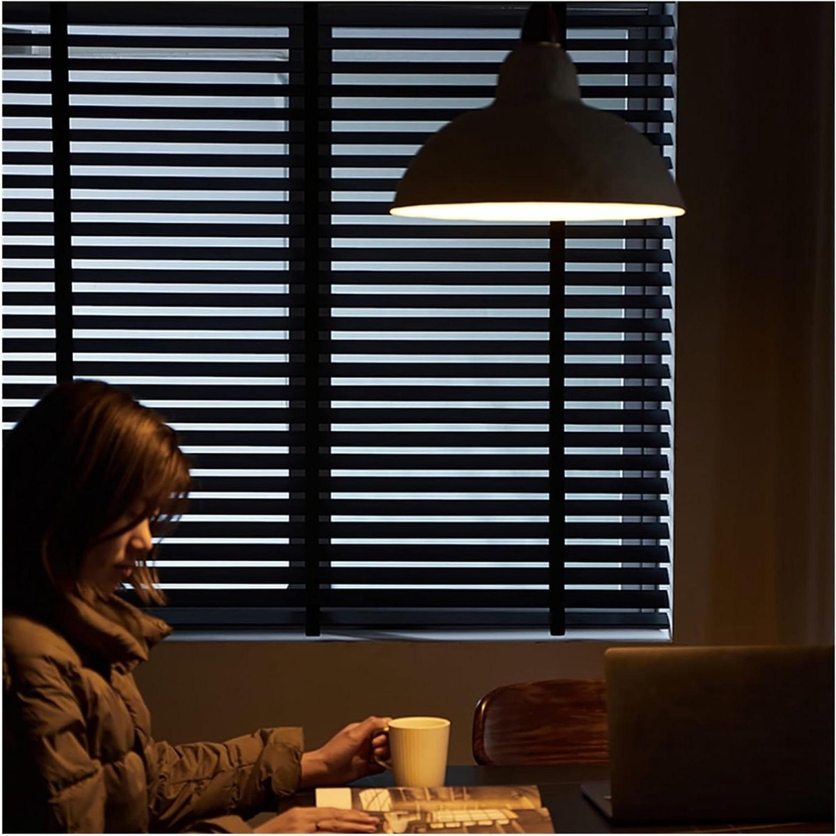 Houten Jaloezieën - Houten Raambekleding - Privacy en Lichtregeling - 50 mm Lamellen - 180x200cm - Zwart
