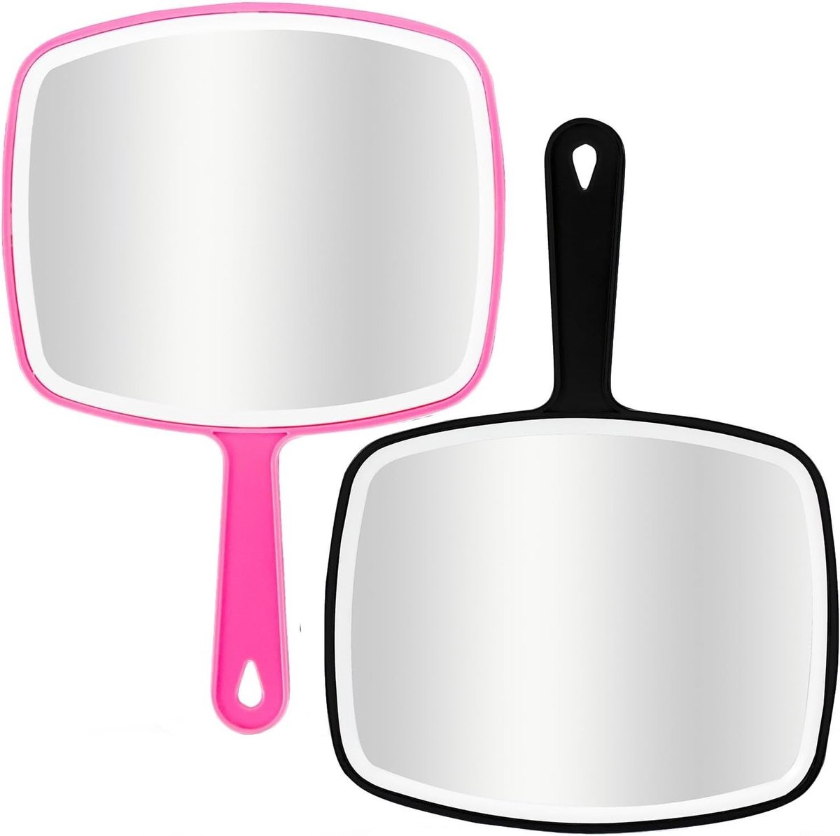 Set van 2 Handspiegels, Draagbare Spiegels met Ophanggaatje, Ideaal voor Thuis en Reizen, 18.8cm W x 26.5cm L