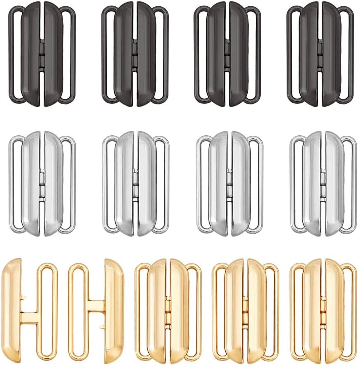 Set van 12 Voorgevormde Sluiting Bikini Bandjes voor Badmode en Beha, Vervangende Gespen, 2 x 3 cm, Ideaal voor Zwemkleding en Accessoires
