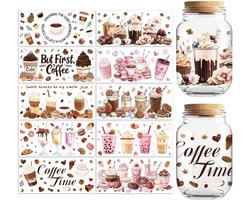 UV DTF Cup Transfer Wraps Stickers Dranken, 10 Vellen Waterdicht Custom Vinyl 16oz Koffie Glas Cup Tumbler Fles Mok Decals voor Mannen Vrouwen Jongen Meisje
