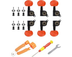 Set van 6 Stuks 3L3R Akoestische Gitaar Stemmechanieken met Sleutel en Schroevendraaier, Volledig Afgesloten Locking Tuners voor Optimale Stemkwaliteit en Stabiliteit