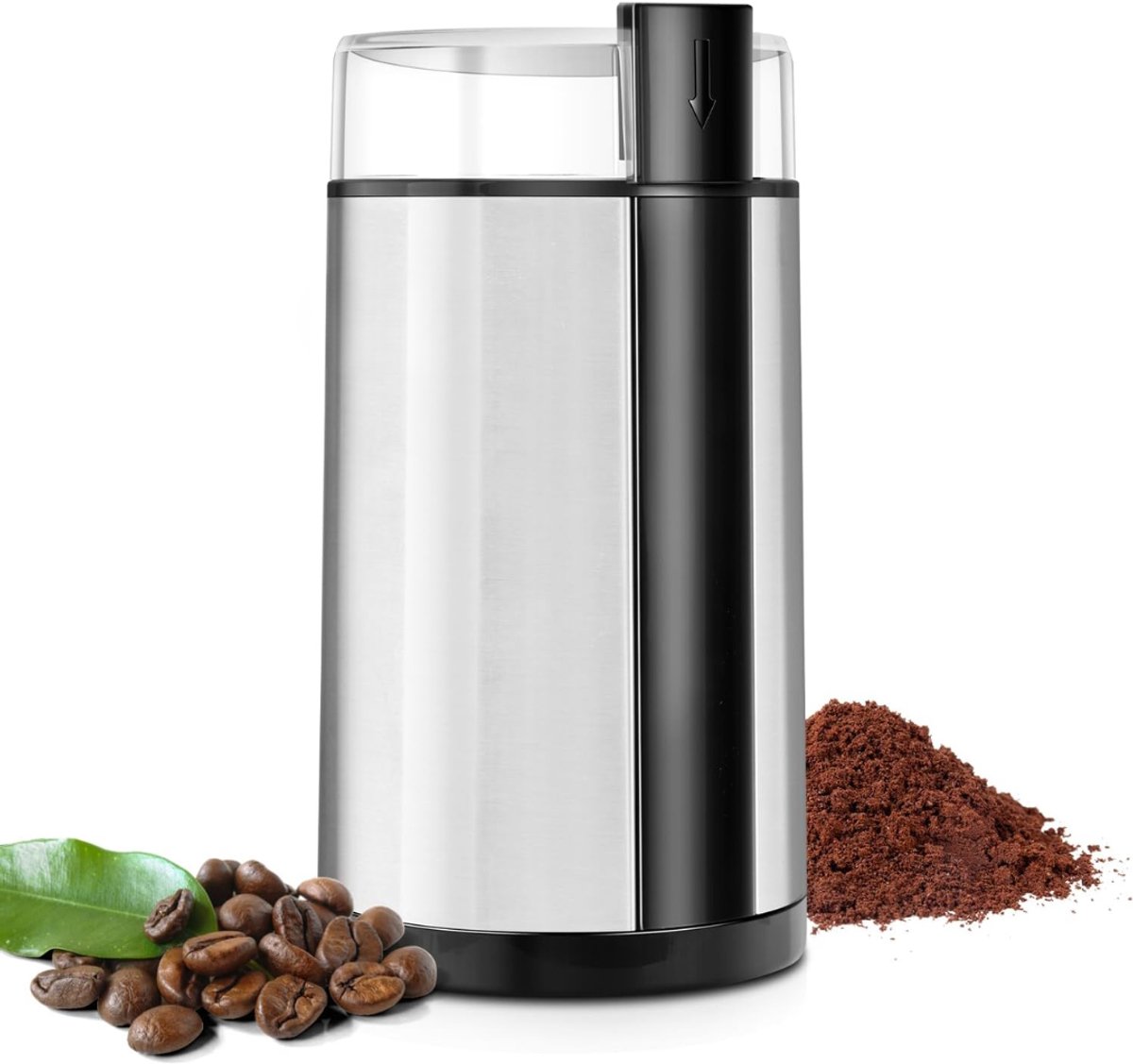 DYNA® Coffee Grinder - Coffee Molen - Koffie Grinder - Modern - Zwart/Zilver - 9cm x 9cm x 17cm
