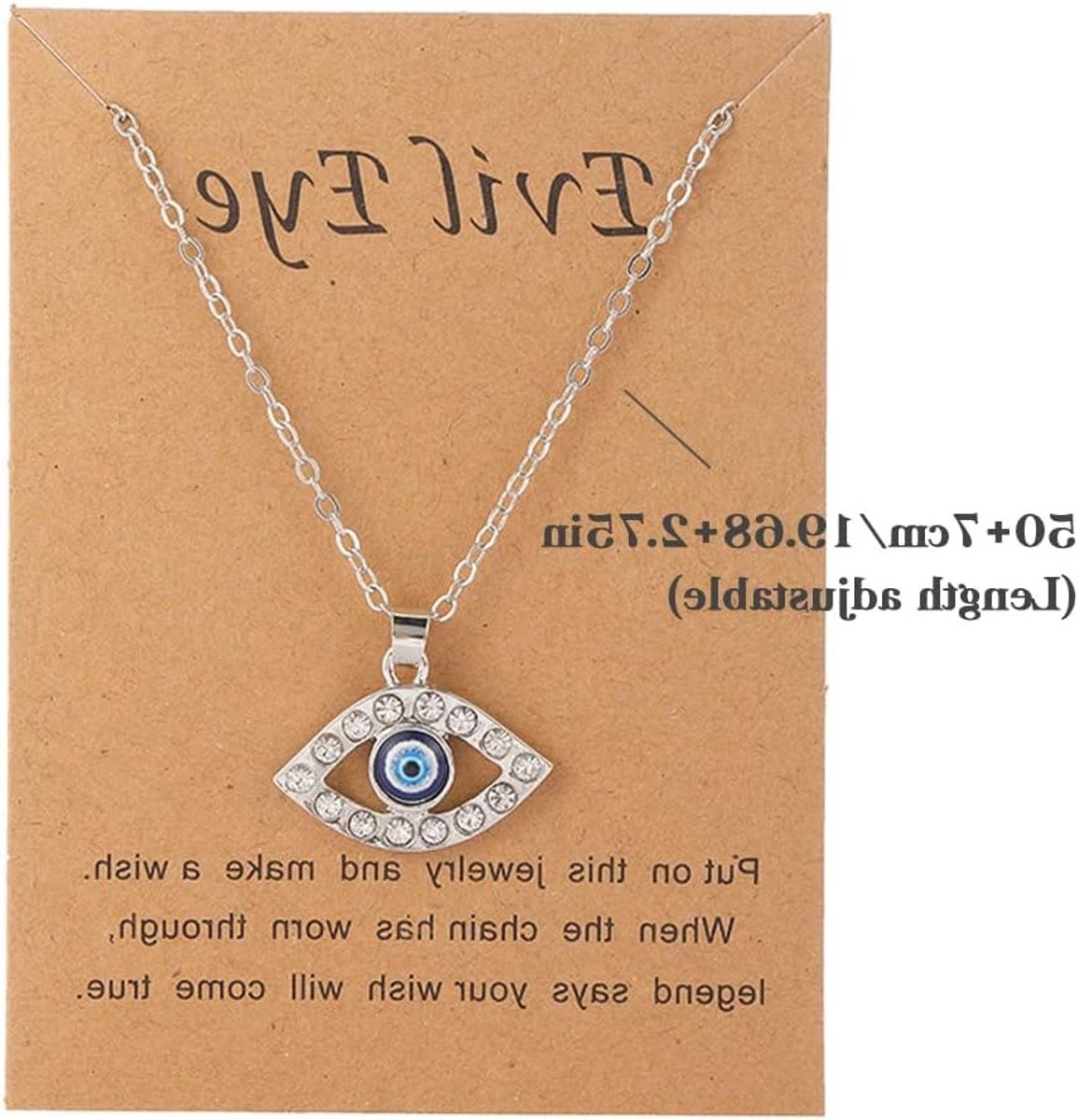 Ronde Evil Eye Hanger Ketting voor Vrouwen en Meisjes - Verstelbare Clavicle Ketting met Turkse Nazar Crystal voor Geluk en Bescherming