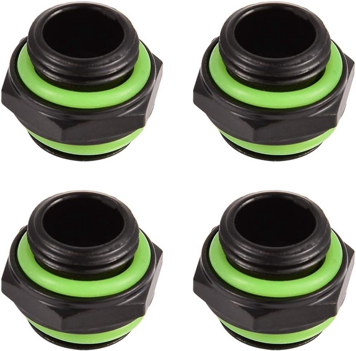 Adapter voor Computer Waterkoelsysteem - G1/4 Messing Draad Fitting Hex Adapter Connector - 4 Stuks, Geschikt voor PC Koeling, Waterkoeling Accessoires, Zwart en Zilver