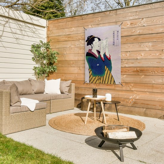 Posters de jardin extérieur Femme - Kimono - Japon - 60x90 cm - Toile de jardin