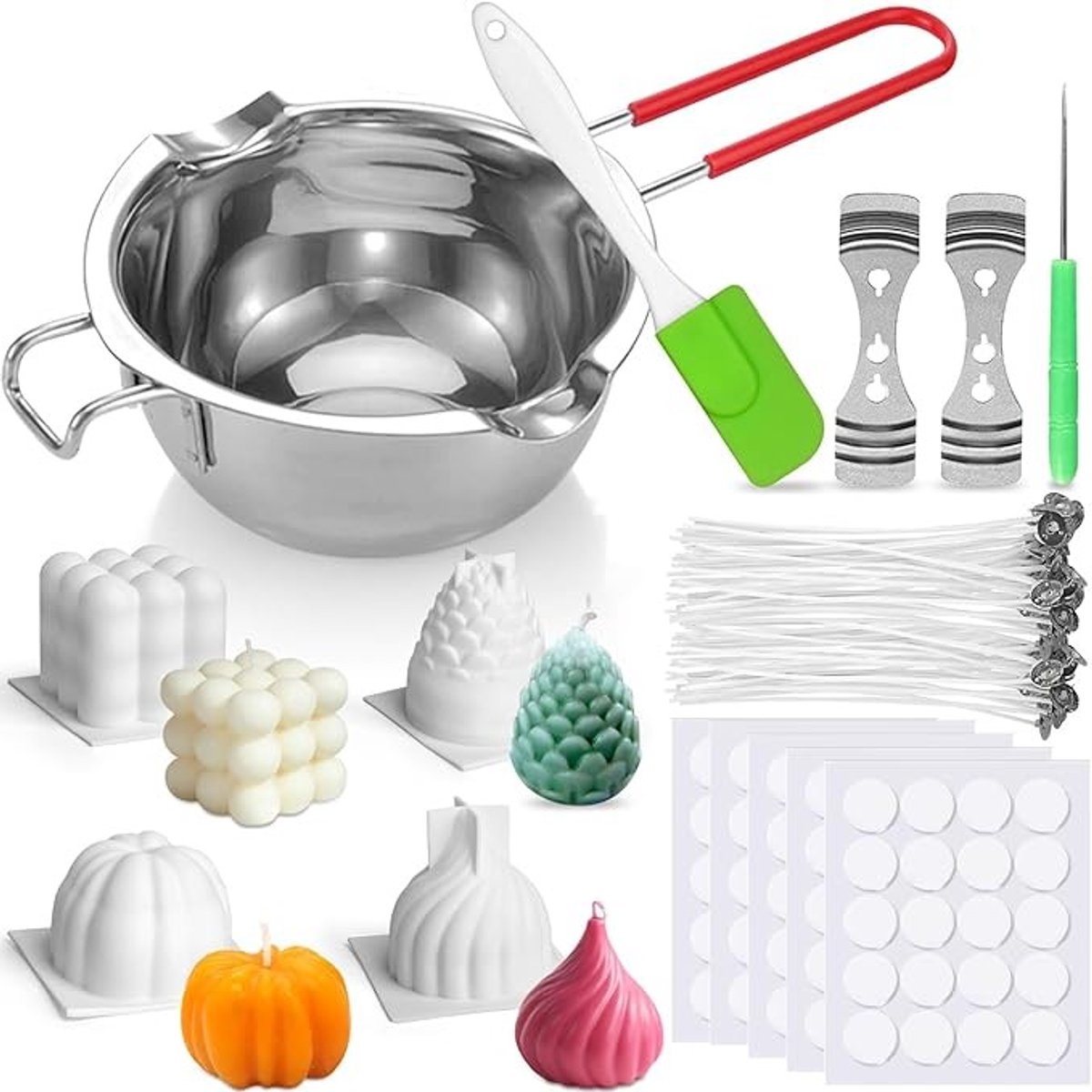 Complete doe-het-zelf kaarsenmaakset met siliconen mallen en accessoires