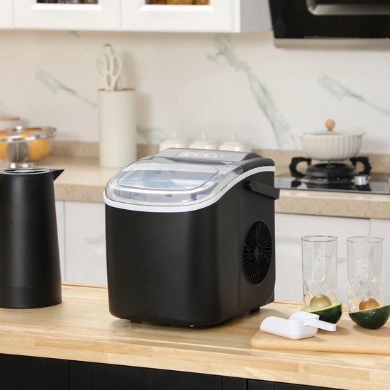 Miryx ijsblokjesmachine - Draagbare ijsmachine Met Handvat - Mandje - 12kg in 24 uur - 9 ijsblokjes in 6-12 minuten - Zwart van Merkloos — afbeelding 3