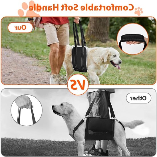 Hondenhulpmiddel voor Achterpootondersteuning, Verstelbare Draagband voor Oudere Honden, Steun voor Zwakke Achterpoten en Honden met Verwondingen (L) — afbeelding 4