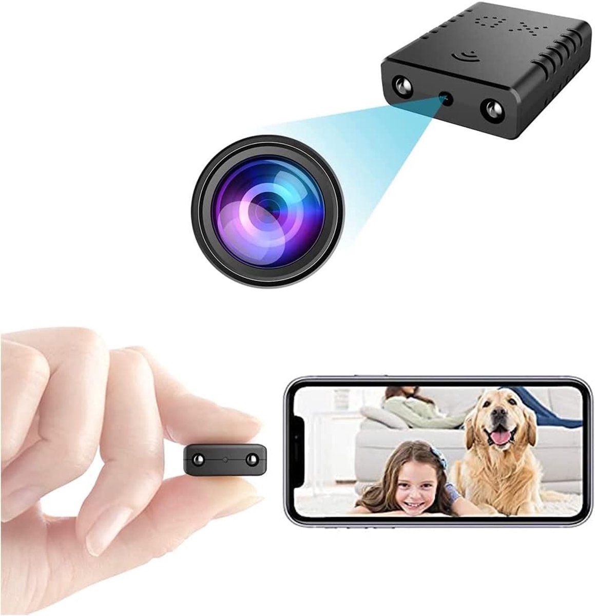 Mini Camera – Ultra Dunne Kleine Camera – 1080P HD Nachtzicht Groothoek Nanny Cam – Ondersteunt APP Realtime voor Thuis en Kantoor - 64G