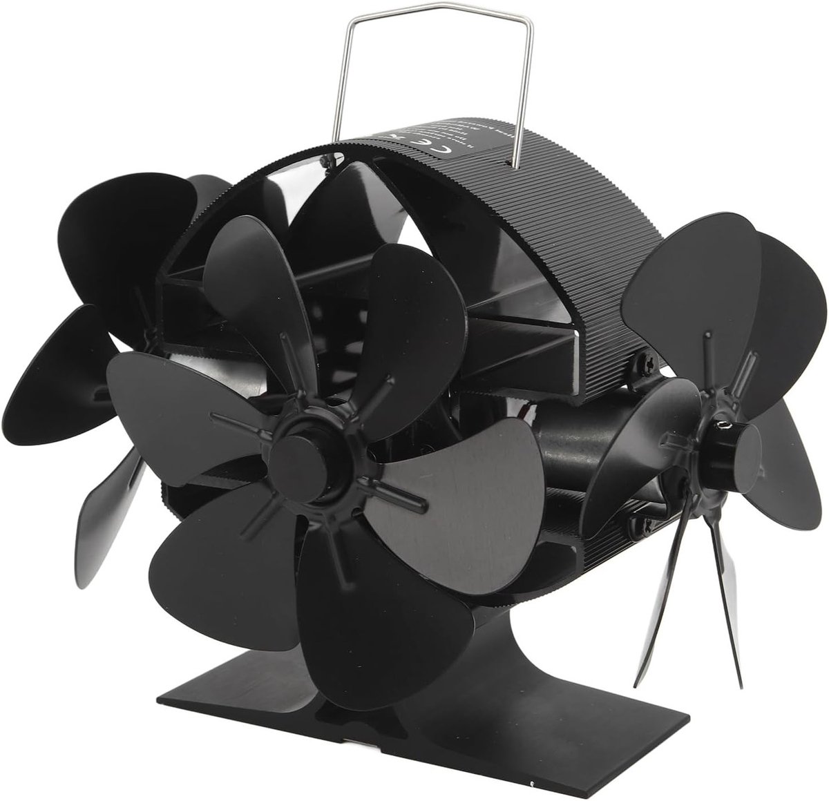 Efficiënte Kachelventilator met 3 Bladen en 18 Vleugels voor Houtkachel - 270 Graden Blowing, Aluminium, Inclusief Beschermhoes en Handvat