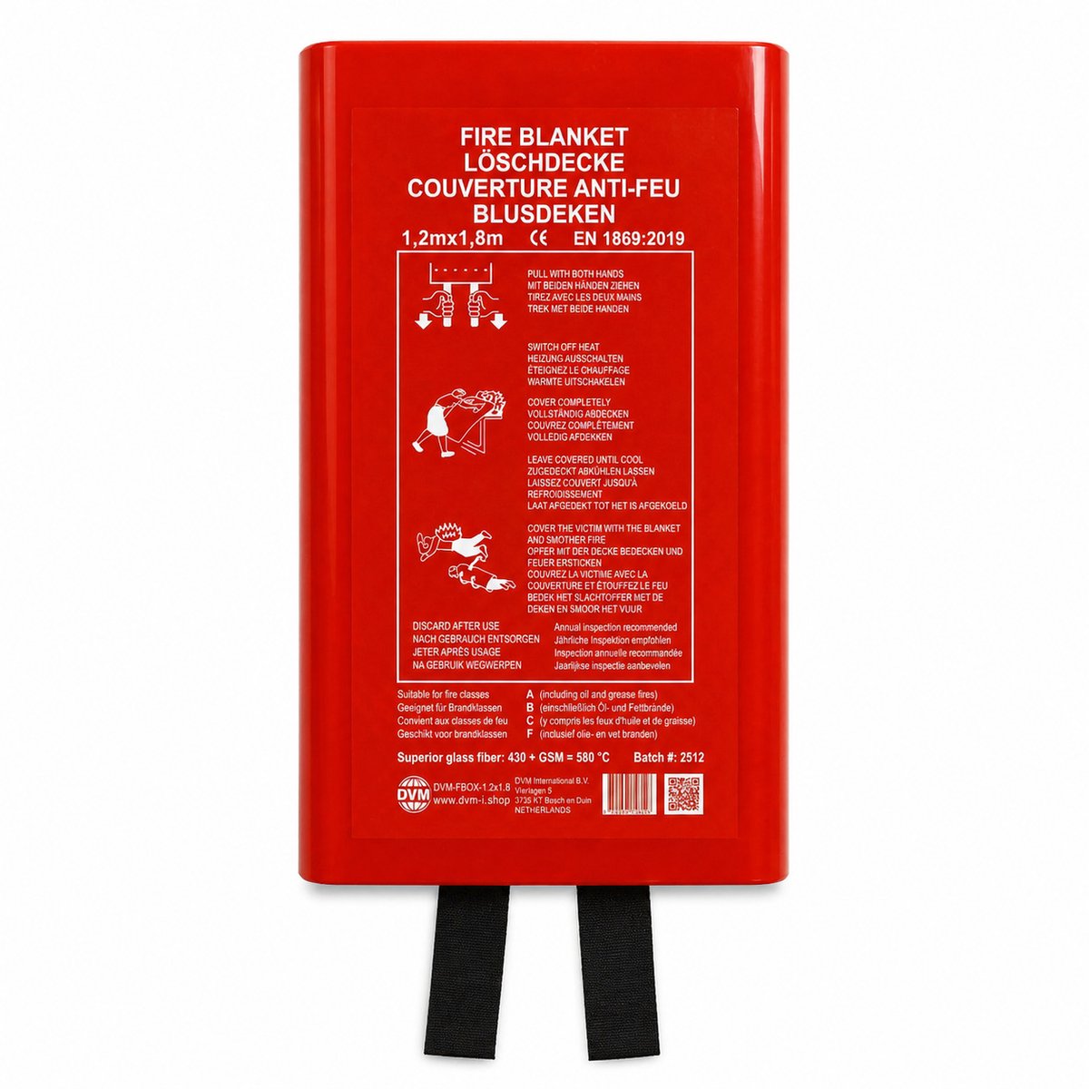 Blusdeken 1.2x1.8 m – DVM – Professioneel – Kleding & Vetbrand (Class F) – Glasvezel – 10 jaar garantie – Rode Box (harde koker)
