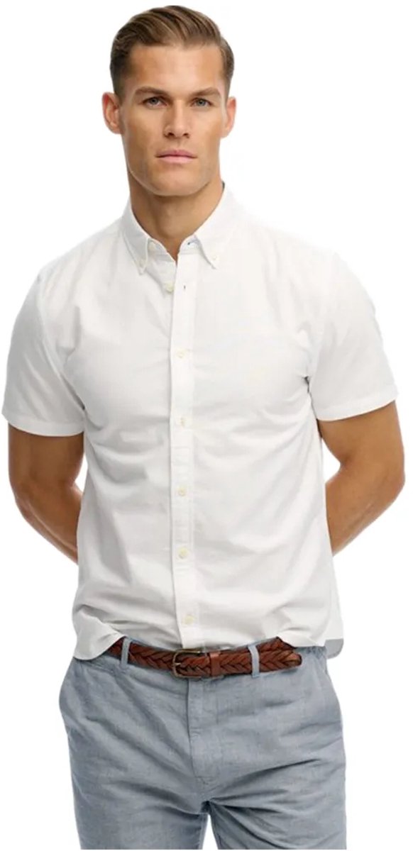Preppy Oxford-overhemd met korte mouwen Wit