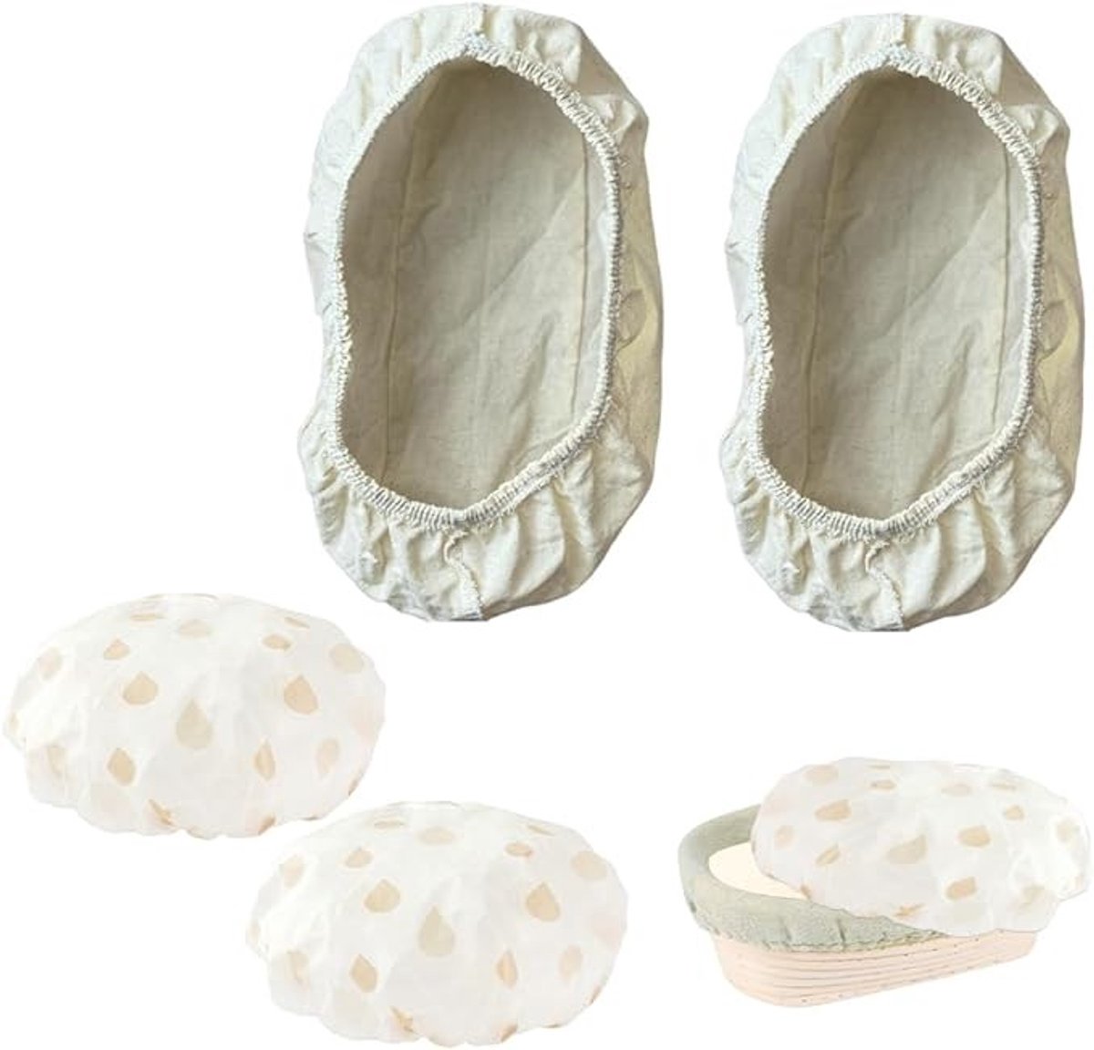 Set van 4 bakkerslinnen deegdoeken met elastische tailleband voor rijsmandjes