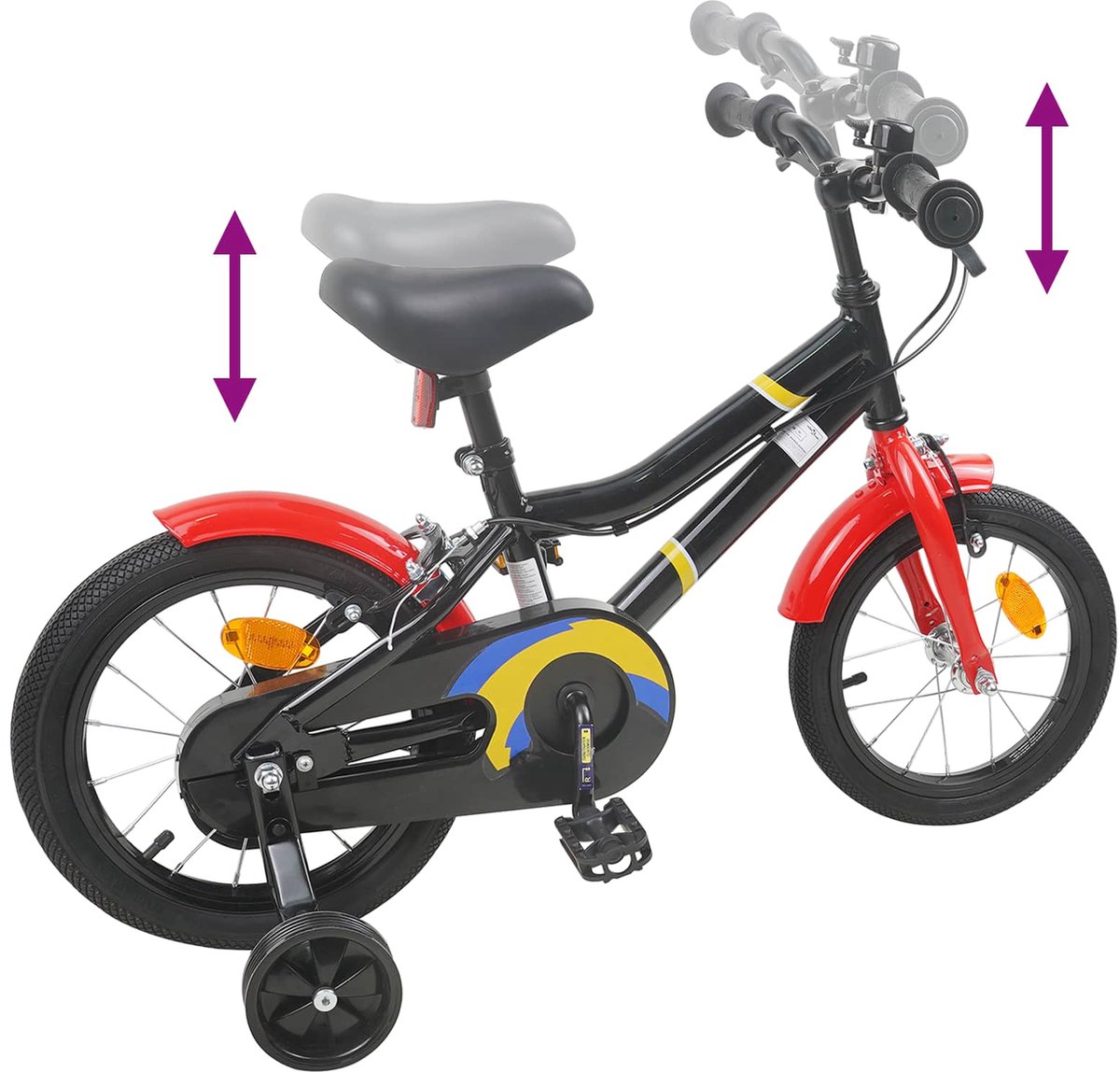 VidaXL Kinderfiets 12 Inch voor 2-4 jaar oud Zwart rood
