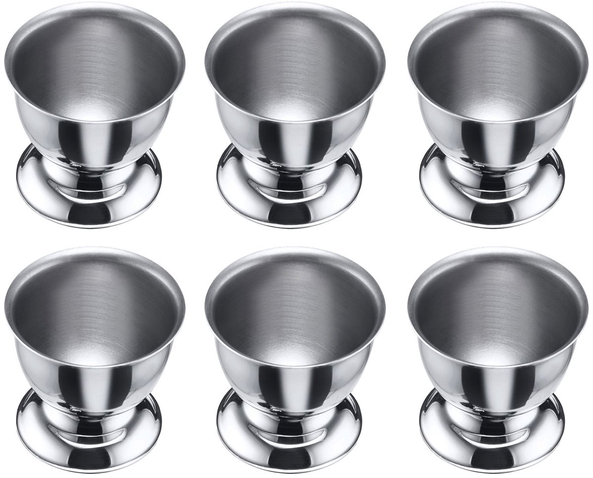 Westmark Set van 6 eierdopjes, met voet, stapelbaar, ø 5 cm, roestvrij staal, zilver, 207422E3