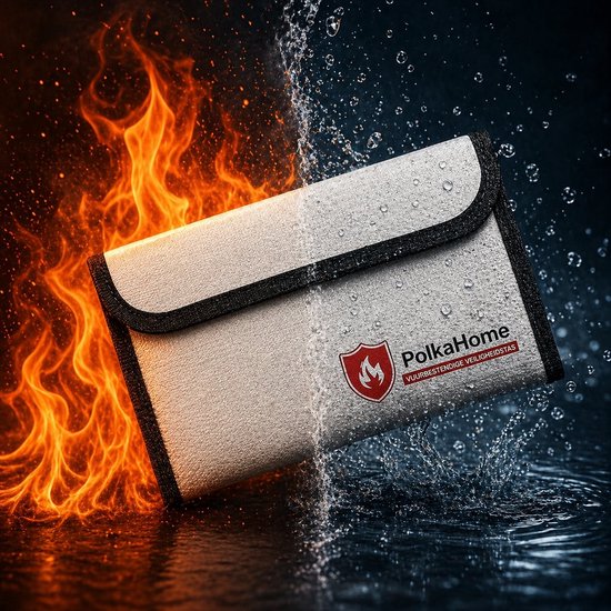 PolkaHome Sac Ignifuge - Petit Sac de Rangement Ignifuge pour Passeport, Devise & Clés - 12,3 x 20,5 cm