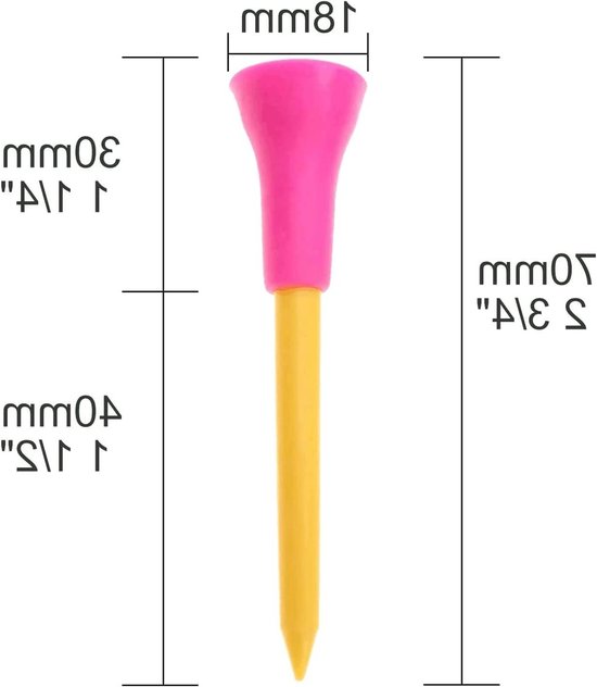 Rubber Golf Tees 83 mm - Set van 50 Kleurrijke Tees voor Verbeterde Golfprestaties en Duurzaamheid van Merkloos — afbeelding 4