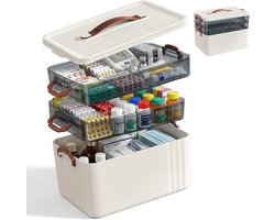 Medicijndoos - 3 vakken - kunststof - wit