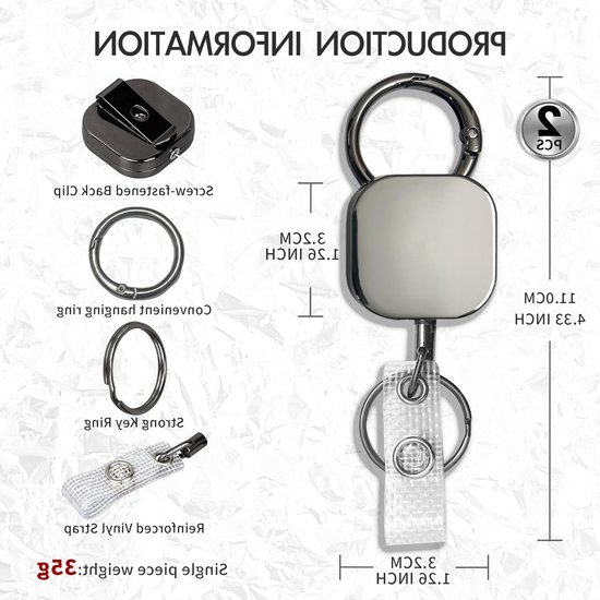 2 Stuks Opvouwbare Badgehouders, Retractable ID Kaart Houder, Sleutelhanger en ID Badge Reel, Ideaal voor Werk en Evenementen — afbeelding 4