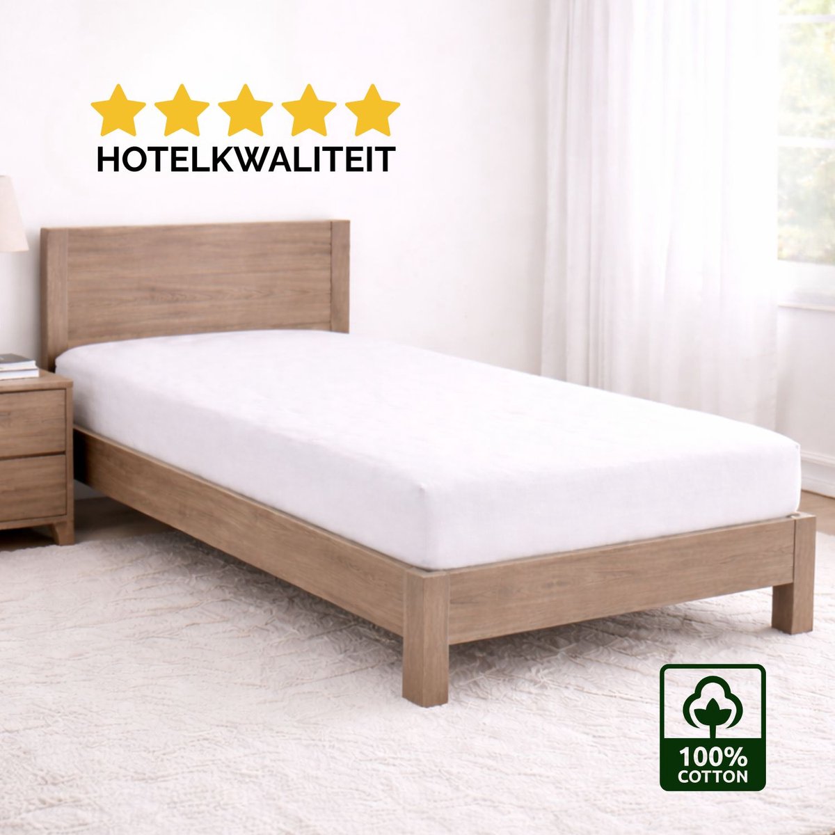 Droomtextiel Molton Hoeslaken - 80 x 200 cm - 100% Katoen - 60˚C wasbaar - Hoogwaardige kwaliteit - Perfecte Pasvorm