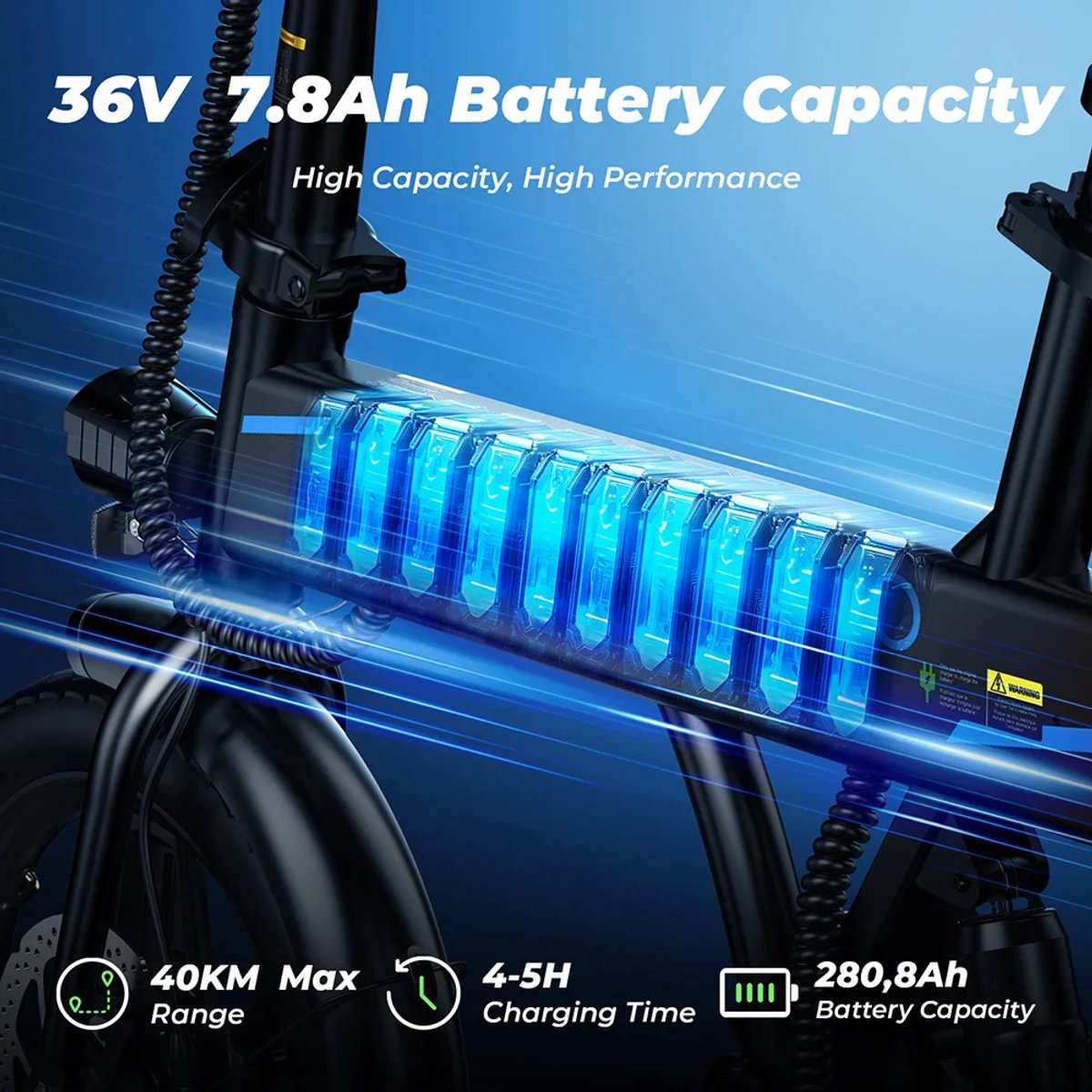 LUMÈ STORE Elektrische Fiets Opvouwbaar – E-bike Volwassenen- Fatbike - Inklapbaar - 36V 7,8Ah - Compact - 14 Inch - 25KM - Zwart – foto 4