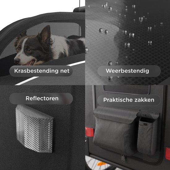TrevoPet® Hondenfietskar - Opvouwbare Fietskar Hond - Hondenkar - Geschikt voor E-Bikes - Tot 40 kg - Voor Middelgrote & Grote Honden - Zwart