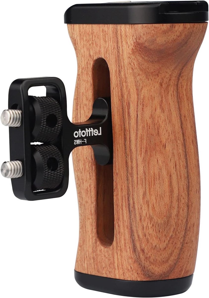 Houten Handgreep met Koude Schoen Bevestiging voor Videocamera Rig, Ideaal voor DSLR en Filmproductie