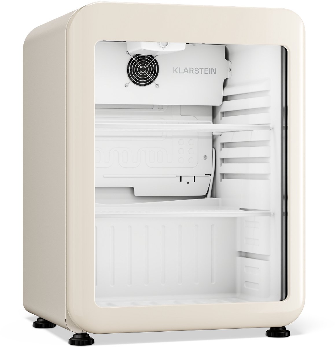 Klarstein Audrey Evo drankenkoelkast 65 L – Drankenkoeling met glazen deur, ledverlichting, regelbare temperatuur 0-10 °C, 2 schappen, stille werking