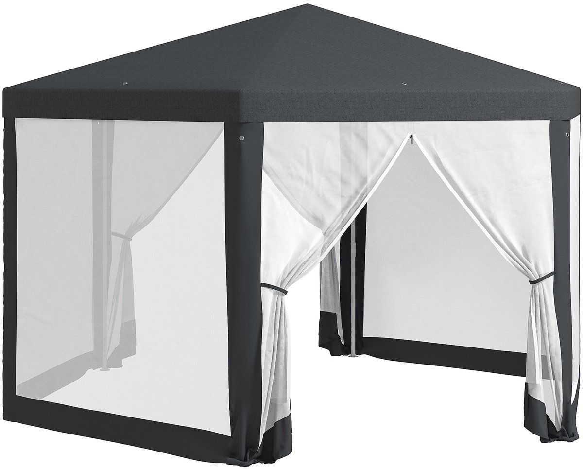 Donkergrijs Zeshoek Prieel-Waterdicht Muggennet-Waterafvoer-Tuin 4x4m