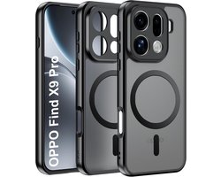 Geschikt voor Oppo Find X9 Pro - Geschikt voor Mag - Met 2 Screenprotector - Acryl Back Cover Hoesje - Mat Zwart