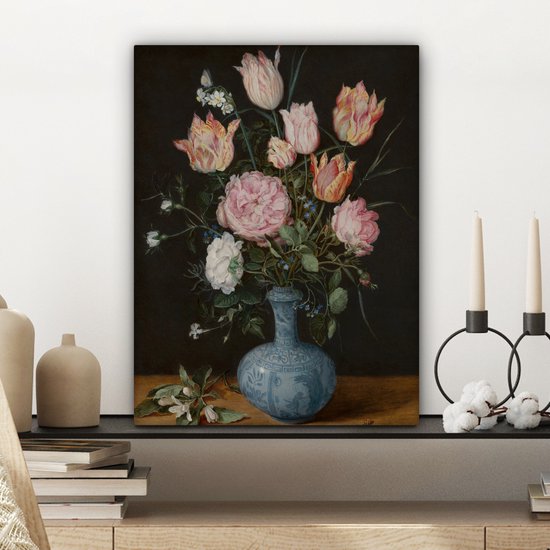 Vase Wan-Li avec fleurs - Peinture de Jan Brueghel l'Ancien Toile 30x40 cm - petit - Tirage photo sur toile (Décoration murale salon / chambre)