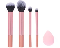 Mexx Make Up Kwasten Set - Beauty Blender en Foundation Kwast - Make Up Borstels voor Poeder wn Ogen - Kwastenset met Sponsje en Wenkbrauw Borstel - Roze