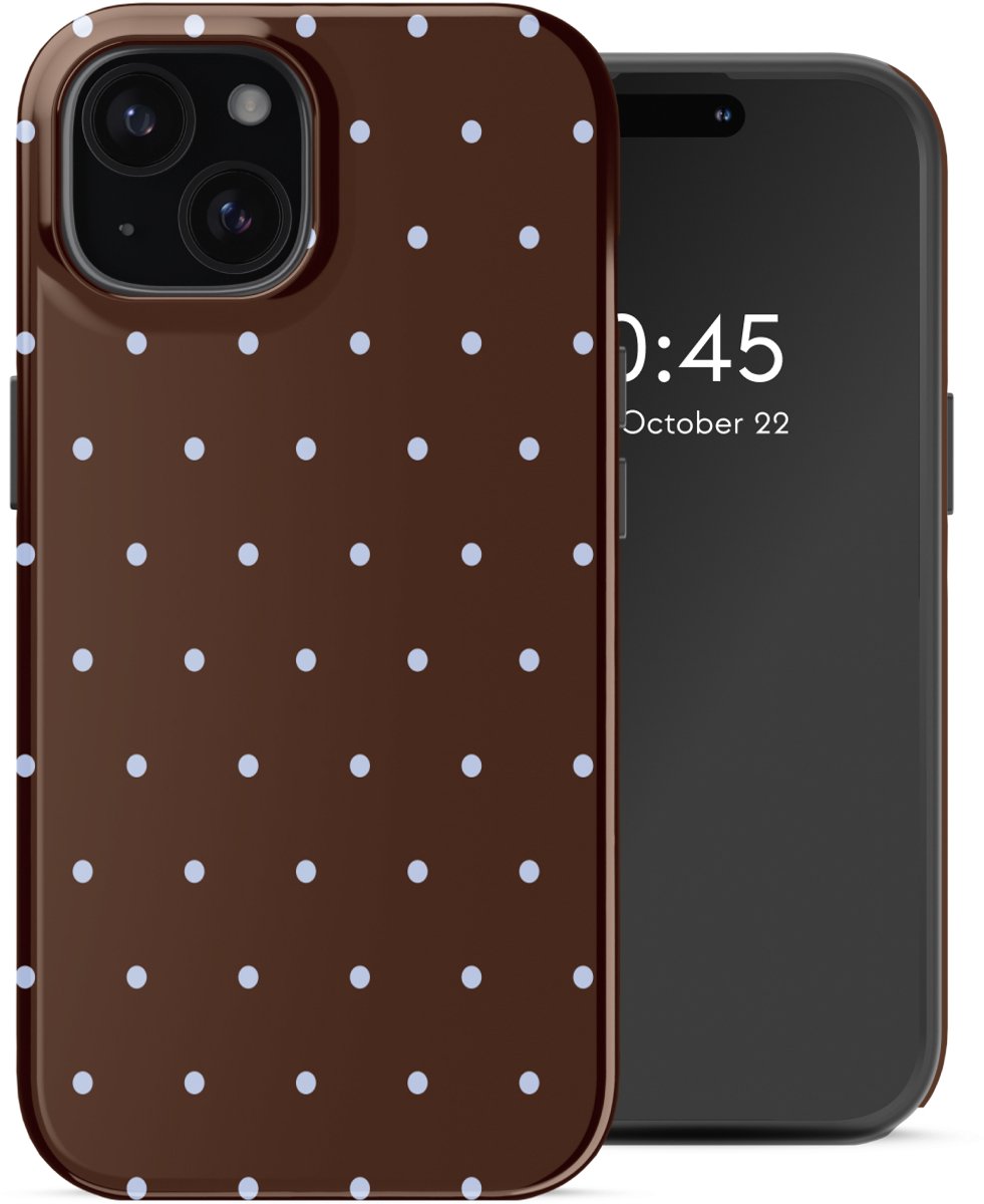 Selencia Hoesje - Geschikt voor Apple iPhone 15 - Backcover - Happy Dots Chocolate