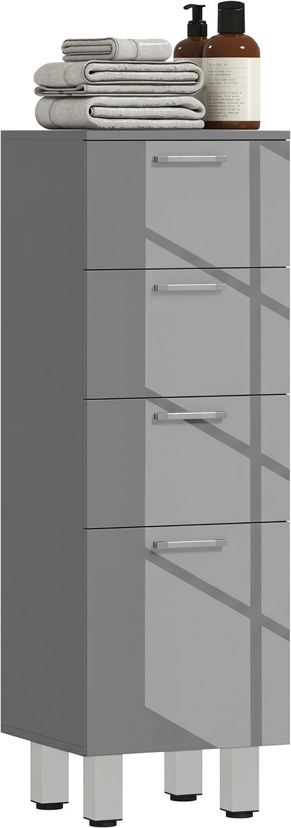 kleankin Badkamerkast op de vloer-Spaanplaat-30L x 30B x 93H cm-Grijs