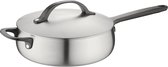 BergHOFF Home Belly Hapjespan 24 cm – PFAS-Vrije Stoofpan met Deksel– RVS Sauteerpan Inductie 24 cm - Geschikt voor Inductie, Gas, Elektrisch en Keramisch – Ovenbestendige Pan - Vaatwasserbestendige Pan – Luxe Hoge Bakpan 3,2 l – Smokey Black