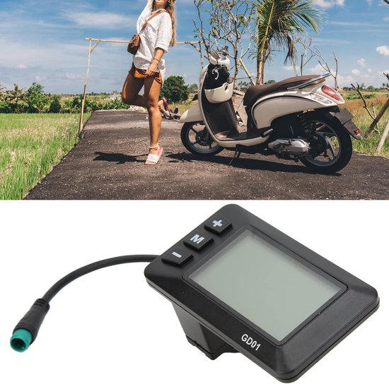 Display voor elektrische fiets, 24V/36V/48V, LCD-scherm GD01, waterdichte stekker, geschikt voor stuur met een diameter van 22 mm. — afbeelding 4
