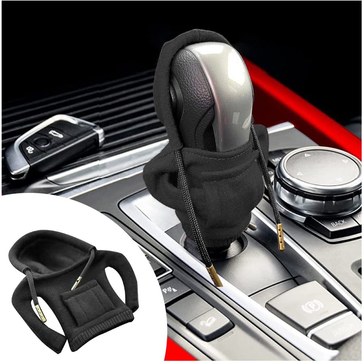 Dailygoods - Universele Fluwelen Schakelknopbescherming voor Auto in Zwart