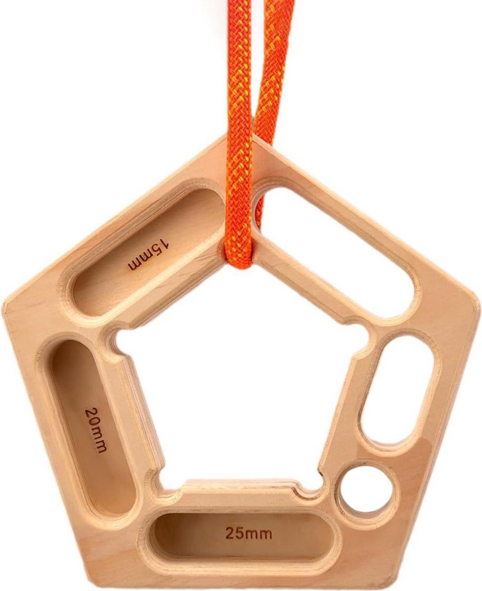 Houten klimvingerbord, klimgriptrainer, vinger- en onderarmtrainer, draagbaar vijfhoekig optrekbord
