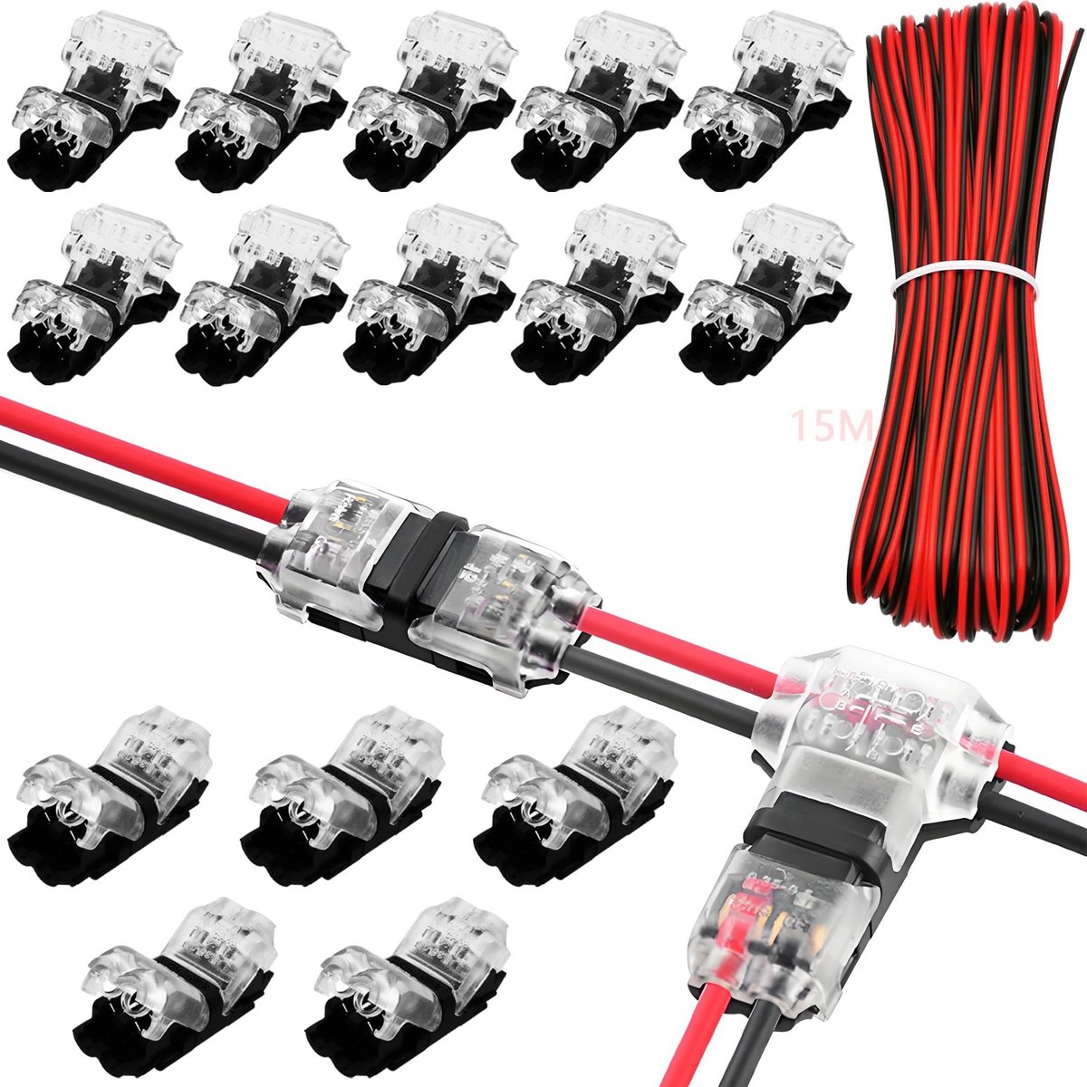 Dailygoods - Verlengkabel voor LED Strip 15m met Snelle Connectors