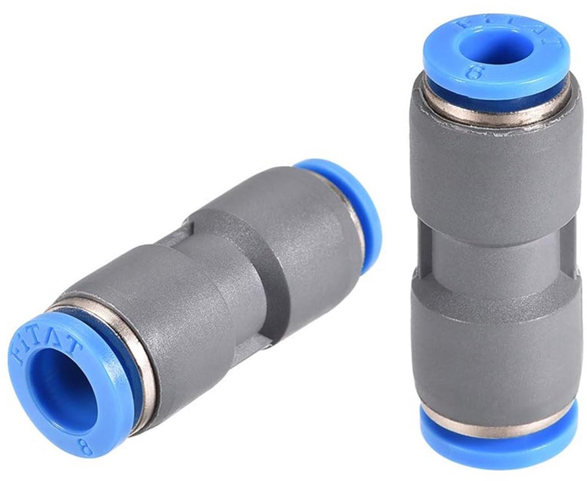 Dailygoods - 2 Stuks Pneumatische Push-to-Connect Fittingen 8mm naar 6mm