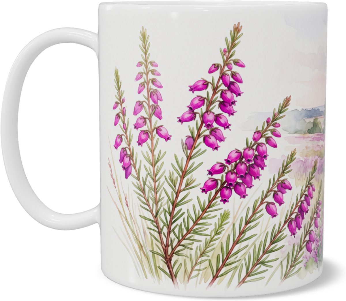 Mok met Dophei - Erica tetralix - Aquarel Heide Landschap