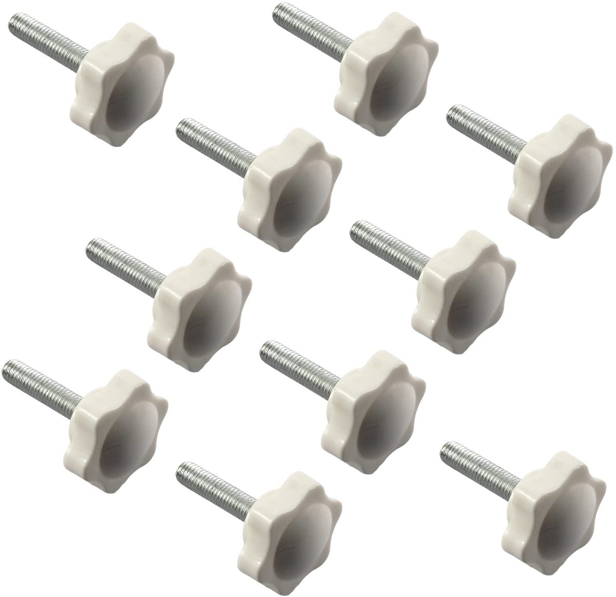 Dailygoods - Set van 10 Stervormige Klemschroeven M6 x 25 voor Buitendraad - Wit