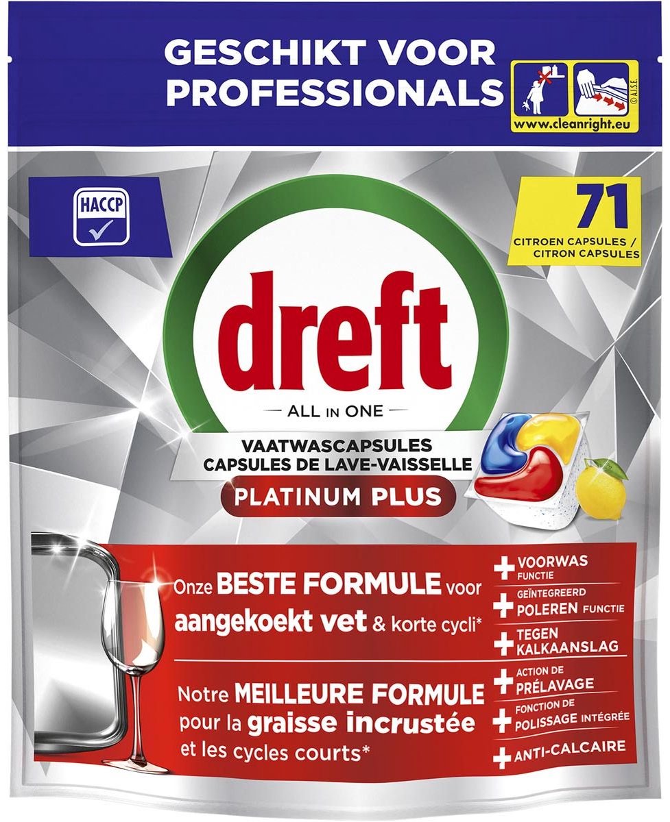 Dreft Pro Platinum Plus Lemon vaatwascapsules 71 stuks (8006530195478)