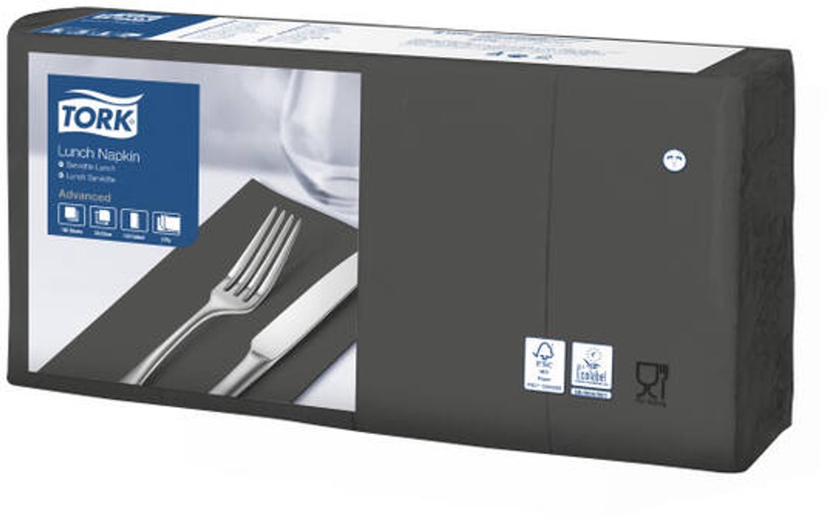 Tork 477881 soft lunchservet zwart 33x33 cm 3-laags 1500 stuks (477881)