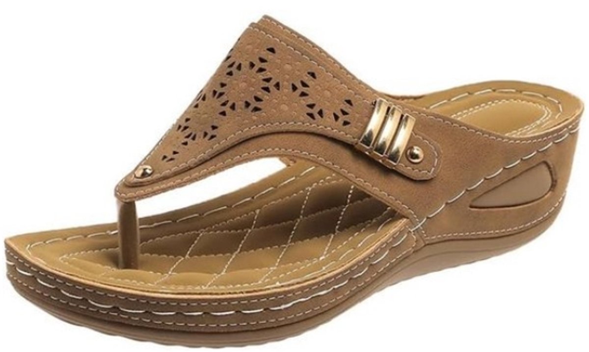 Kraftverdia Generisch Orthopedische sandalen voor dames met ondersteuning van de voetboog, wigvormige slippers, comfortabel, elegant, casual, strandpantoffels 36 yards