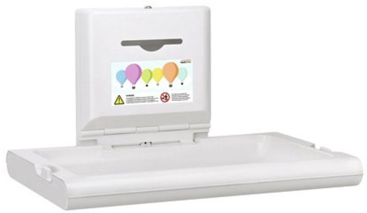 Babyverschoontafel horizontaal wit CP0016H Biocote®-bescherming plastic wit