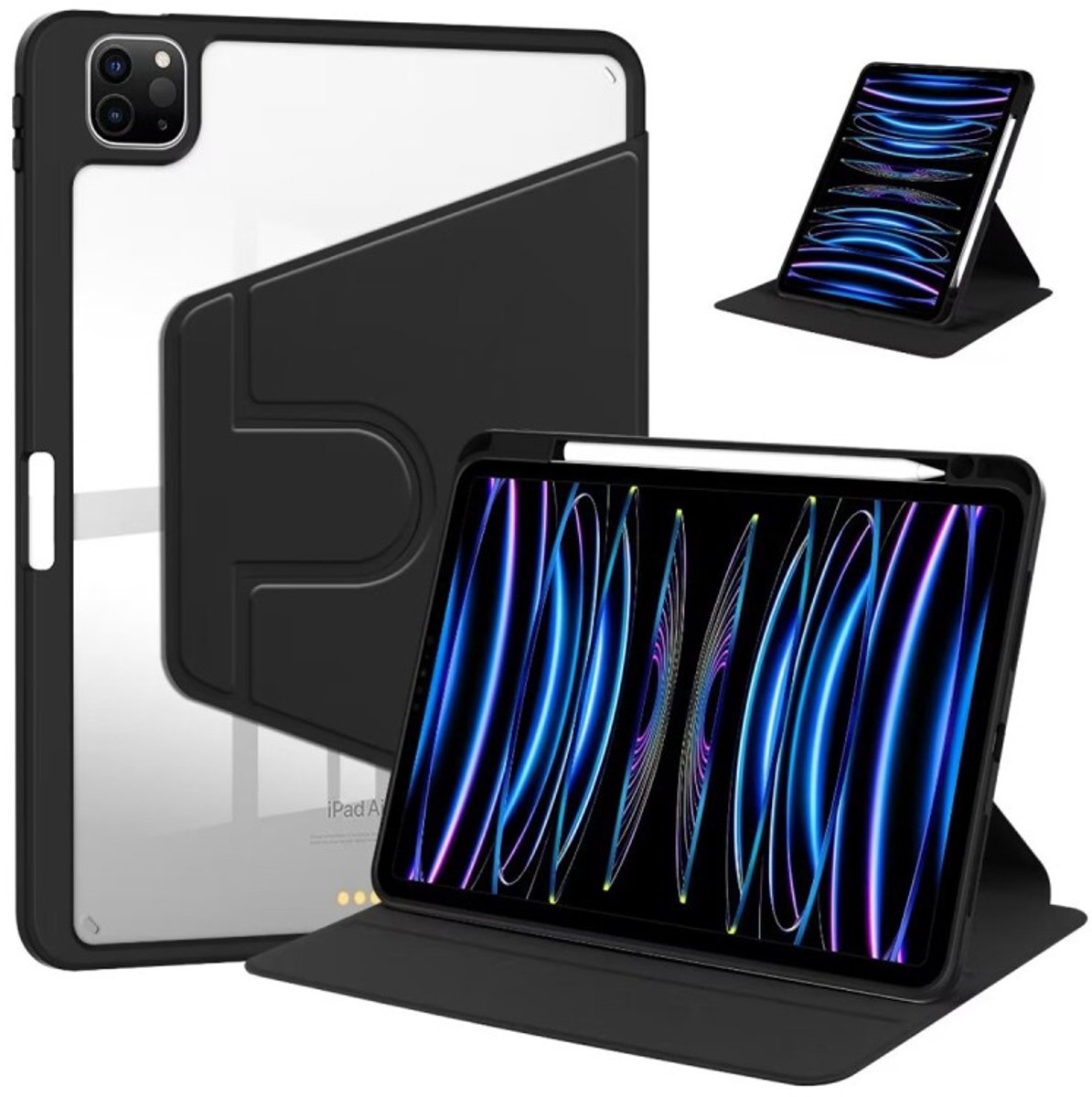 PU Leather Protective Case For Apple iPad Air, Air 2 9.7 inch Black