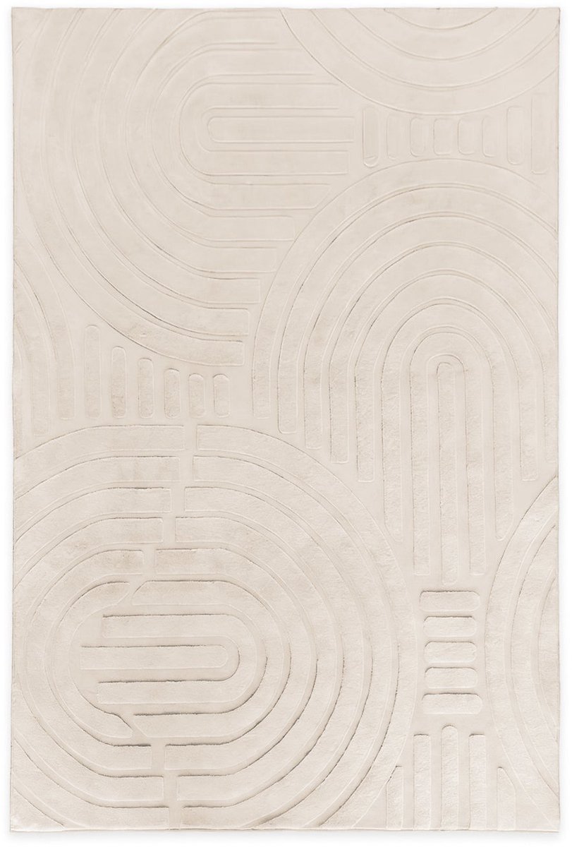 Vloerkleed Japandi gebroken wit 160x230cm tapijt Japanse stijl vloerbedekking